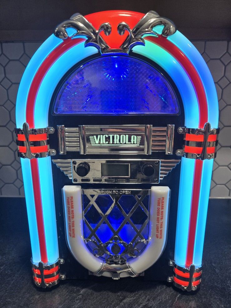 Victrola VJB-125 Retro Desktop Jukebox with CD Player, FM Radio and Bluetooth