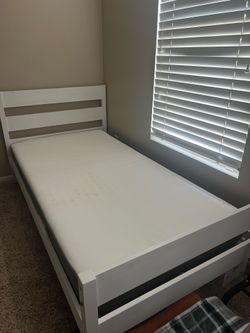 Twin bed frame and mattress