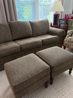 86” sofa with matching ottomans.