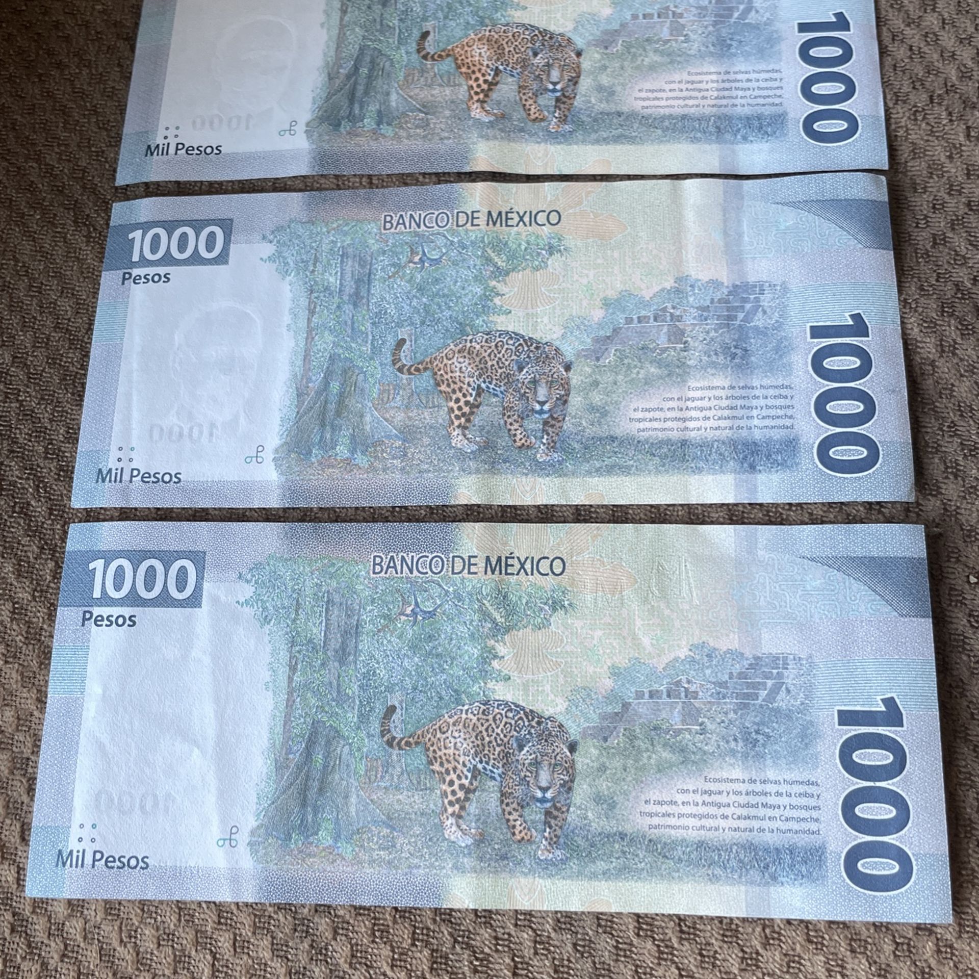 1000 PESOS MEXICO BILL AN SERIES 2021 CIRCULATED NEW DESIGN. $100 Dollars  per Unit.
