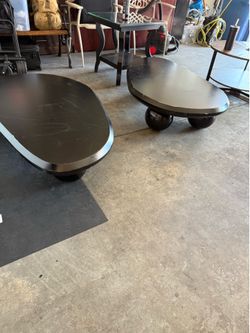 2 low profile kidney coffee tables