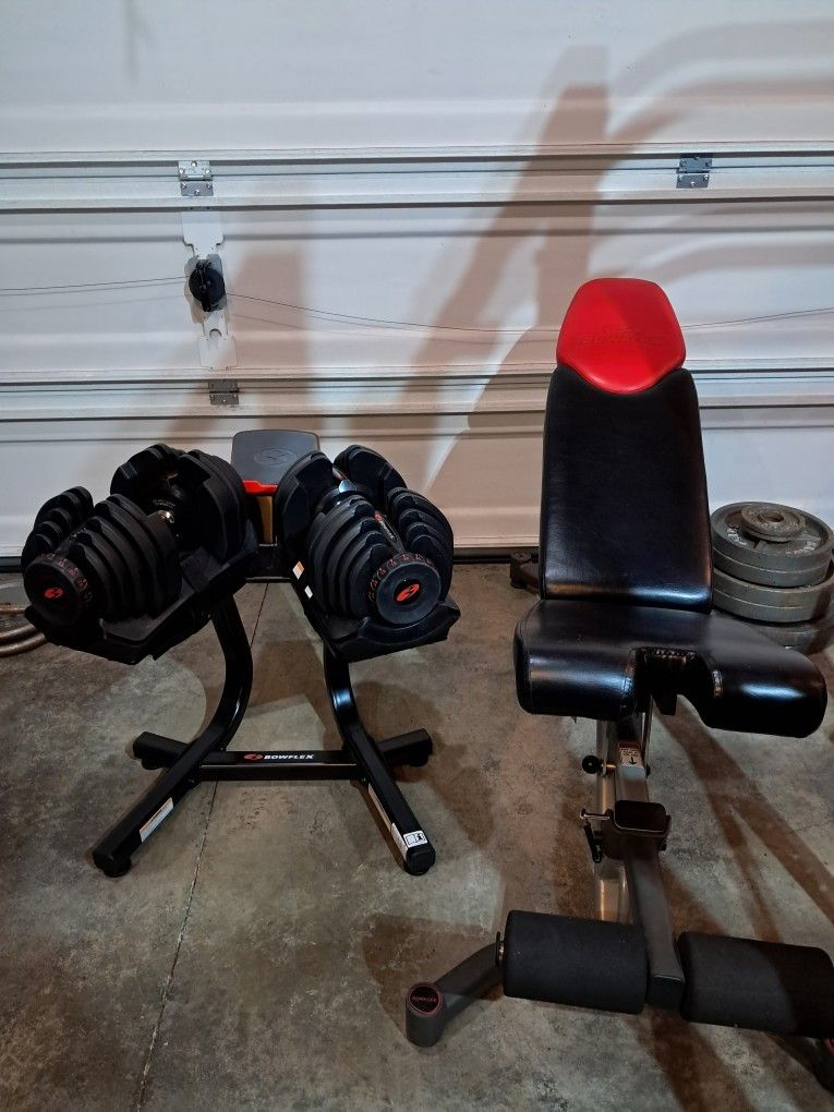 Bowflex Select Tech 1090 Adjustable Dumbbells, Dumbbell Rack, Weight Bench
