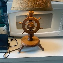 Vintage Nautical Wooden Lamp Mid Century