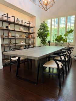 Crate & Barrel Yukon Weathered Grey Live Edge Dining Table