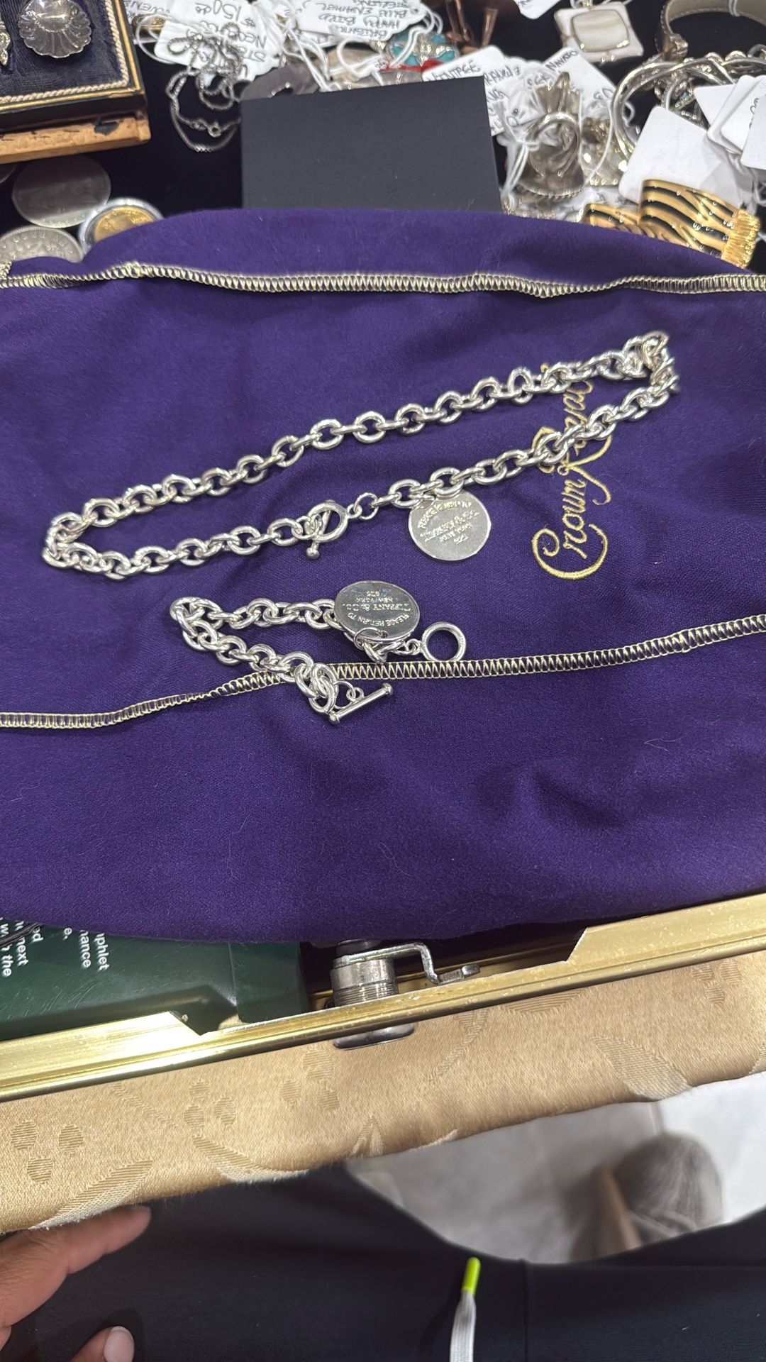 Sterling silver necklace and bracelet, Tiffany style