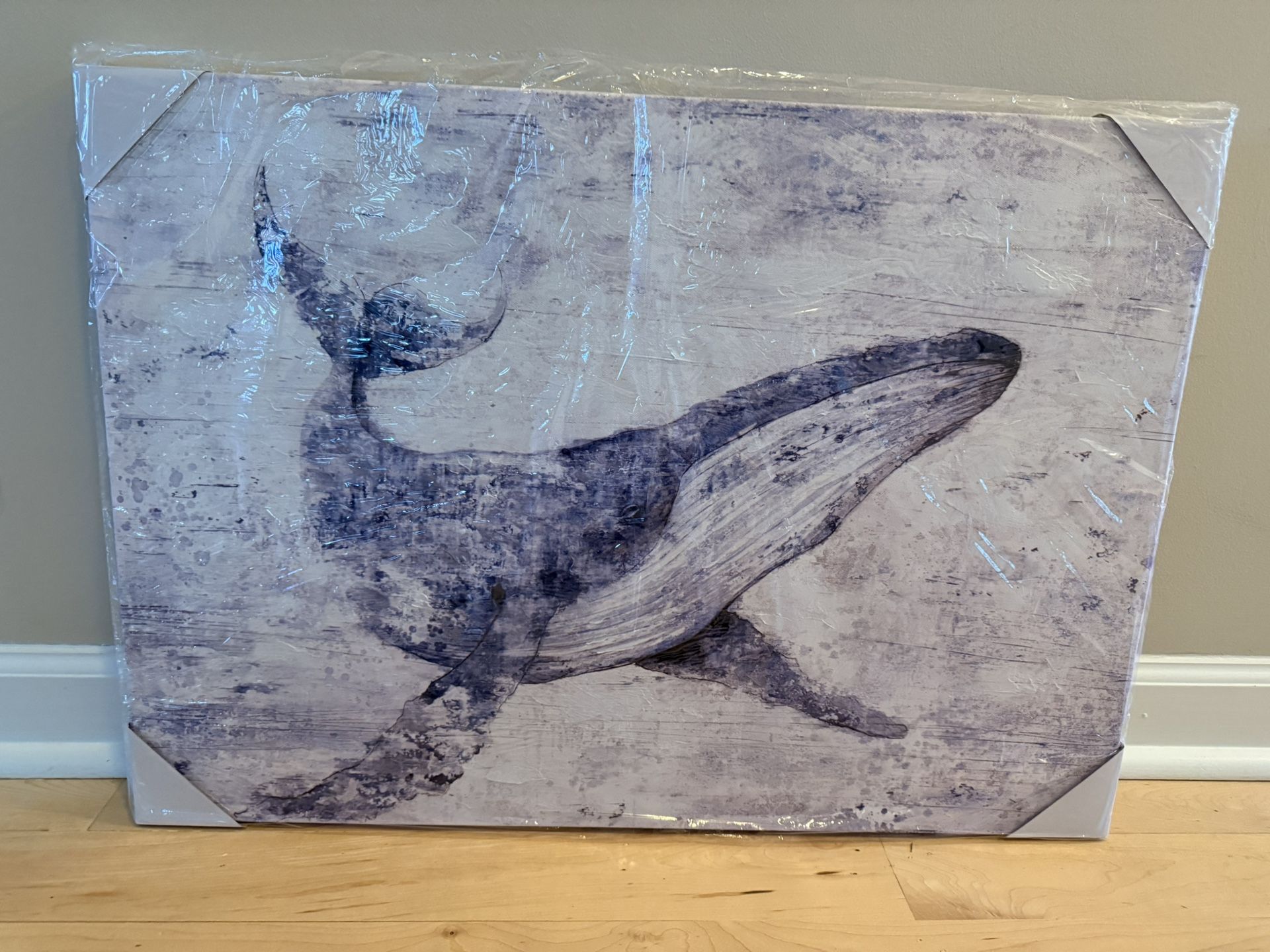 NEW 20x28 Canvas Wall Art 3D Tectured Whale Painting