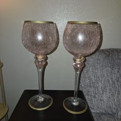 Crackle Glass Candle Holders