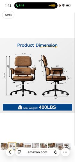 Linen-textured fabric office chair, vintage mid-back desk chair with casters and wide arms, mid-century modern desk chairs with foam seat cushion