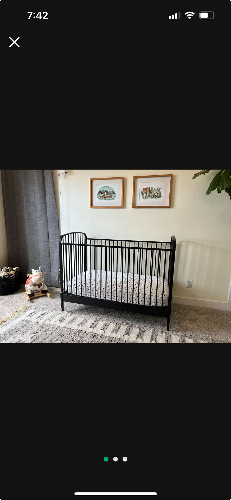 Crate And barrel Black Metal Crib