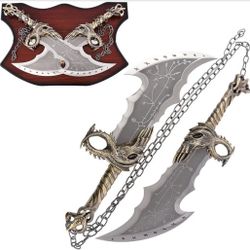 Blades of Chaos Cosplay Sword，Real Metal Sword, Metal Chain Knife,1:1 Replica Props for Cosplay Collectin and Gift