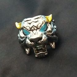 Blue Eyed Domineering TIGER HEAD Ring