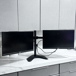 2 Acer V227Q bip 21.5” Full HD (1920 x 1080) IPS monitors with dual mounts.