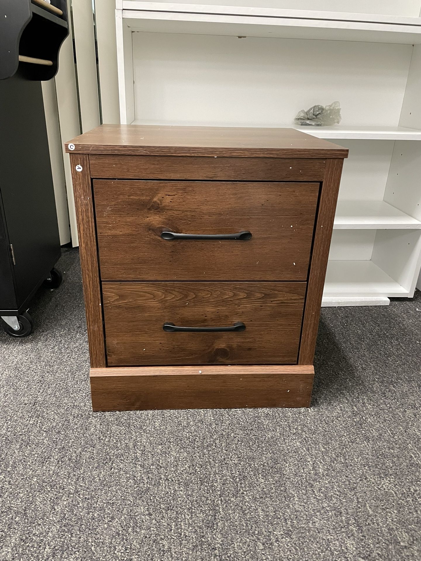 Assembled New Farmhouse Nightstand Wood Bedside Table 2 Storage Drawers Compact Floor End Table