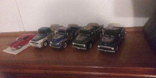 Trucks and car
