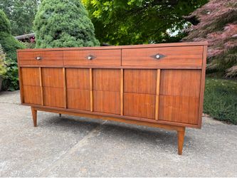 Mid century vintage walnut lowboy dresser