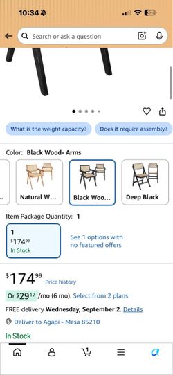 Rattan Arm Chair, Black Wood – Modern Rattan Chairs with Arm Rest for Outdoor Dining, Patio, Accent Chair for Living Room and Office