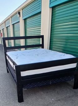 FULL BED FRAME WITH BOX SPRING AND MATTRESS