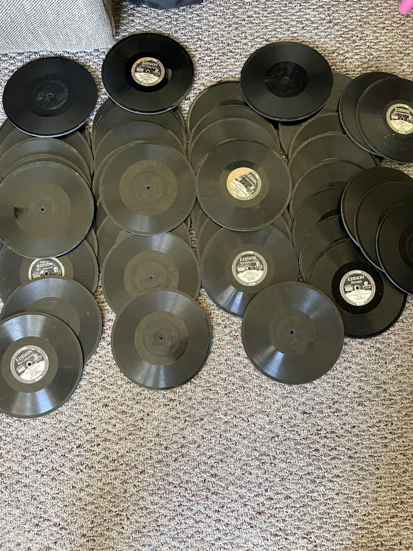 Antique collection Of Edison Thick 78 rpm records. Total Of 46 Records