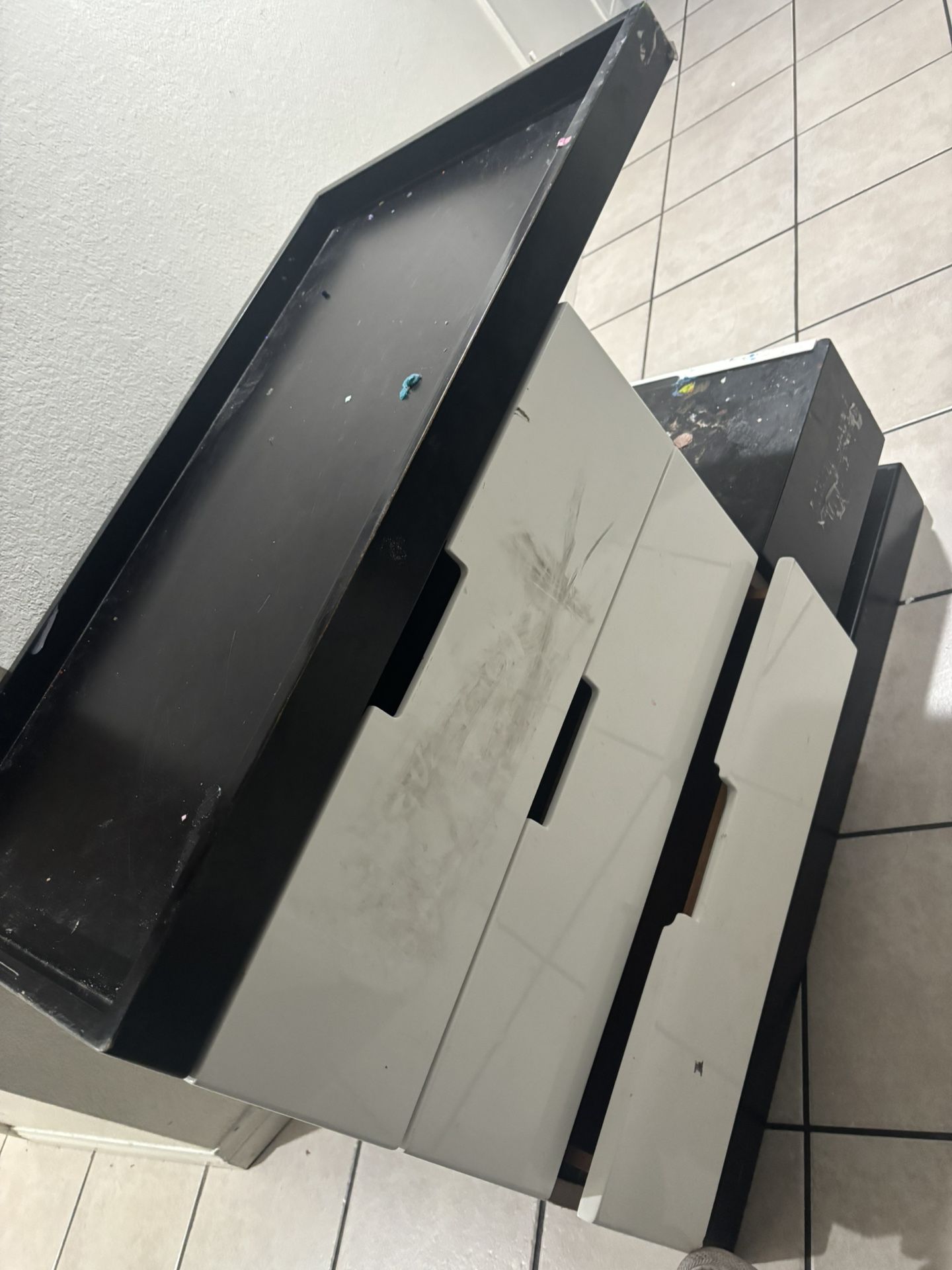 Changing table with three drawers