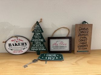 Set of wooden Christmas ornaments