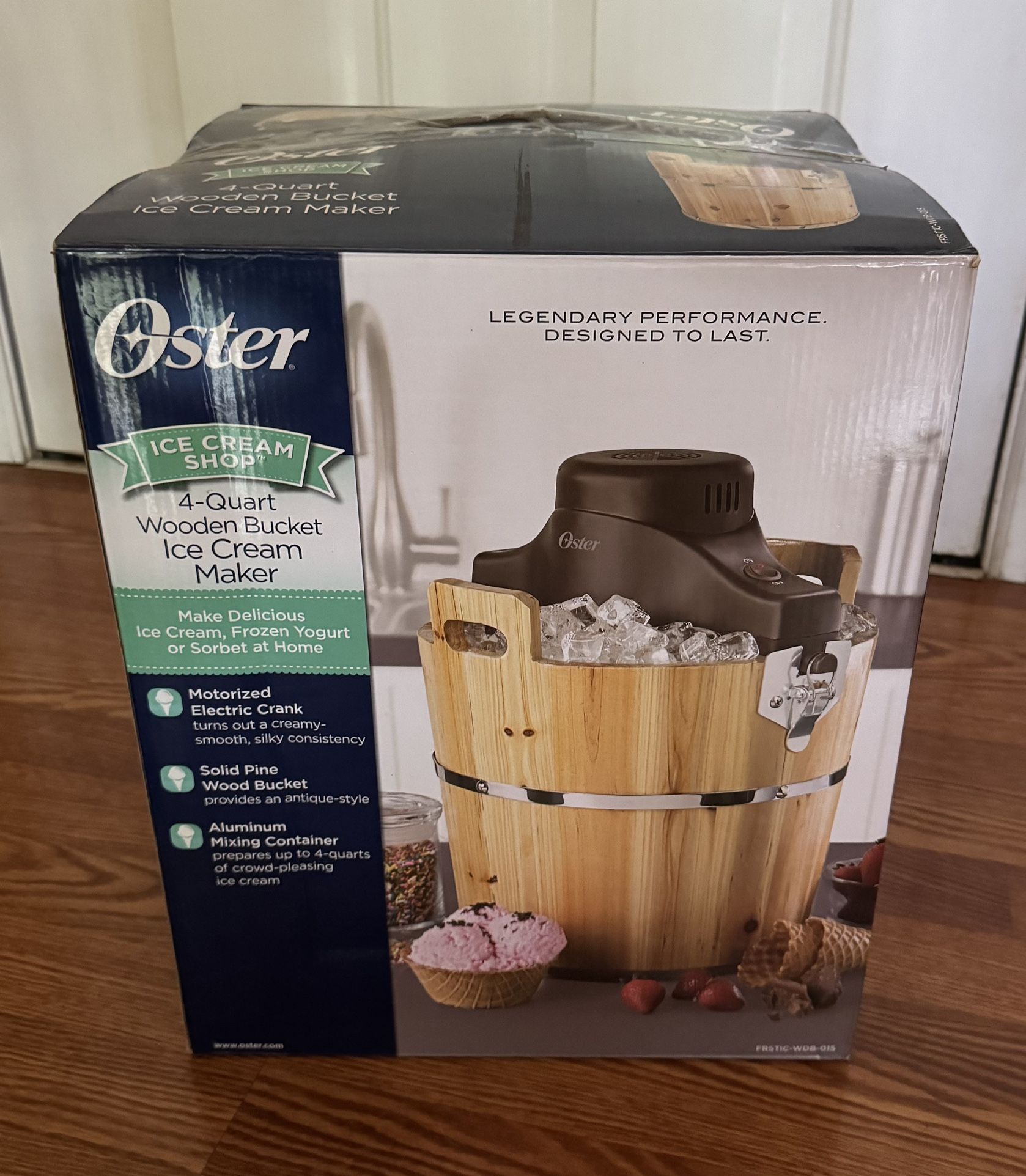 Oster Ice Cream Shop 4-Qt Wooden Bucket Ice Cream Maker