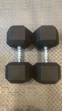 2x 100lbs Amazon Basics Rubber Hex Dumbbell Hand Weight