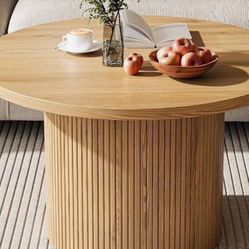 Round Coffee Table Nutural Tan Color New