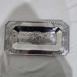 Arthur Court Equestrian Grazing Horses Parlor Tray - 20.5" Hand-Cast Aluminum - NEW