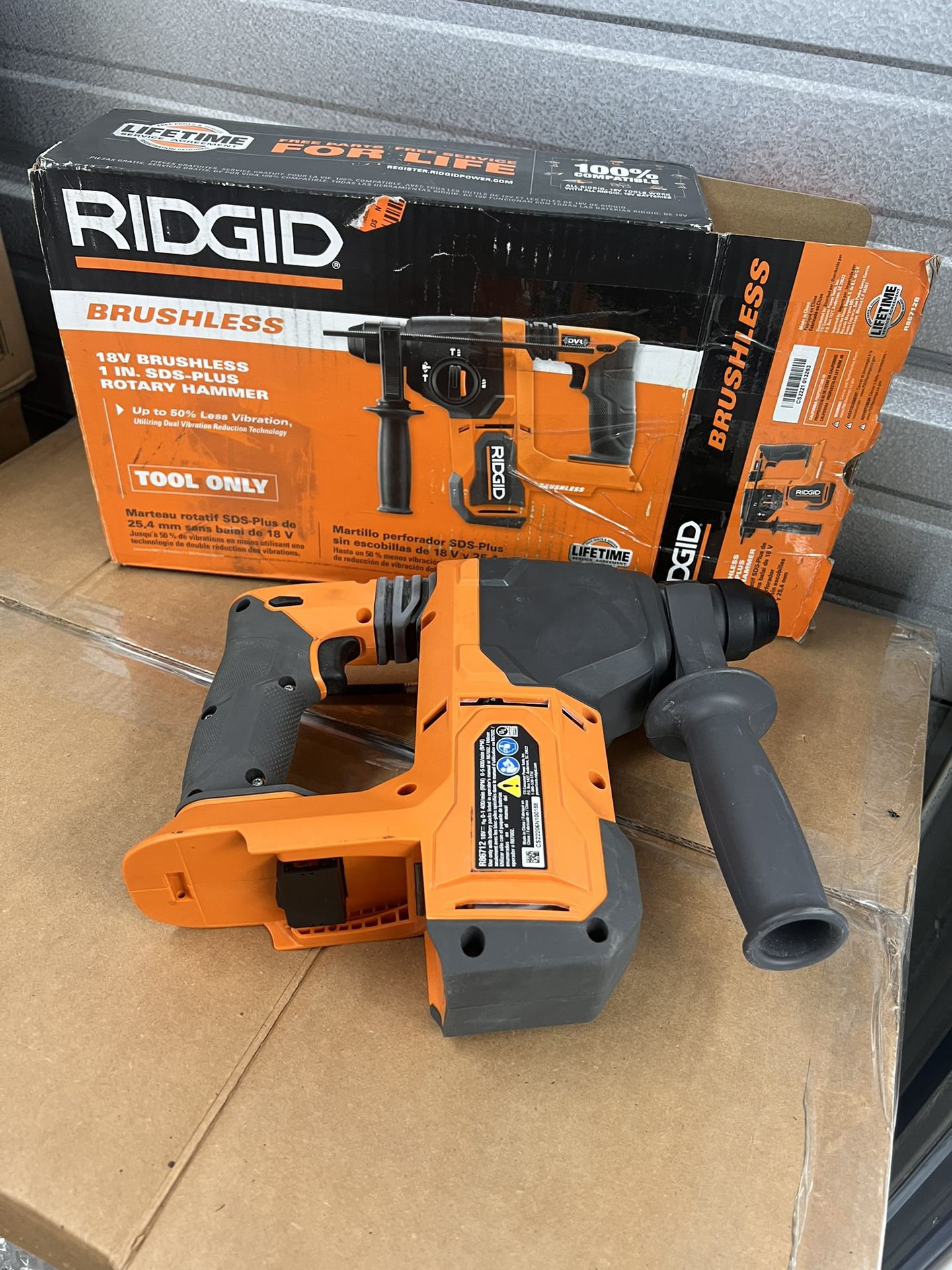 RIDGID 18V Brushless Cordless 1 in. SDS-Plus Rotary Hammer (Tool Only)