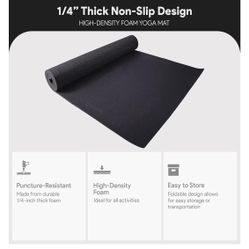 NEW Black Fitvids Yoga Mat  68” x 24”