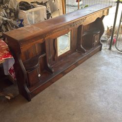 Wooden Head Board With Mirror
