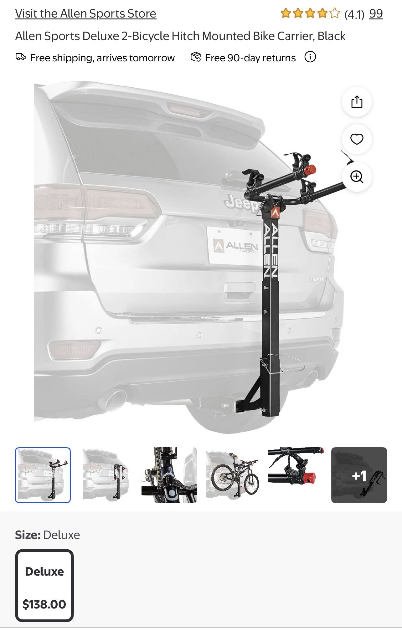 BRAND NEW-never been open box-Allen Sports Deluxe 2-Bicycle Hitch Mounted Bike Carrier, Black