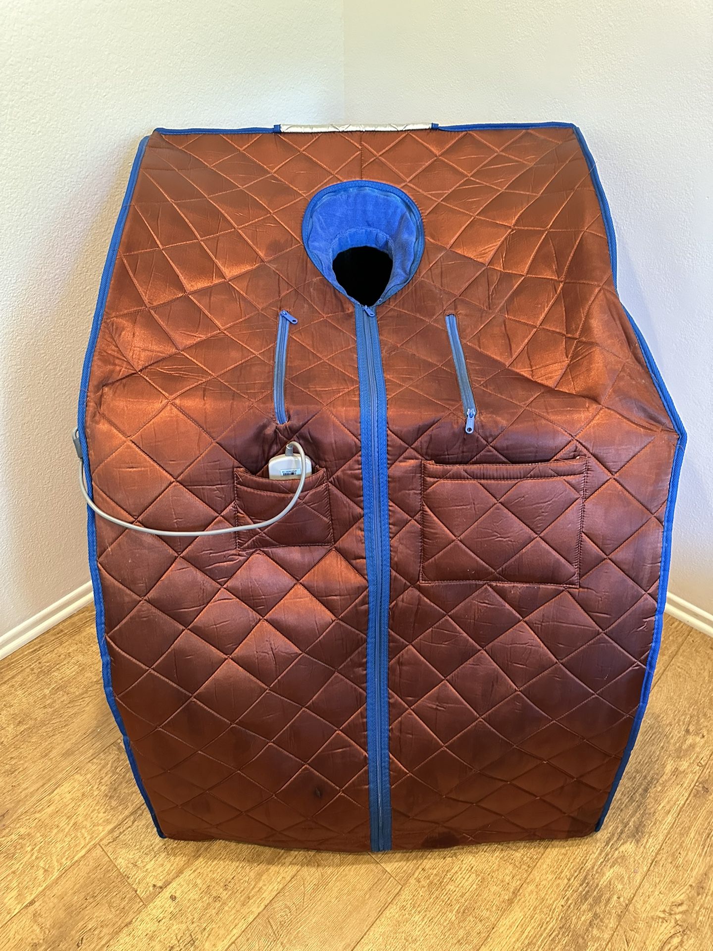 Durherm Infrared Sauna, Low EMF Negative Ion Portable Indoor Sauna with Chair and Heated Footpad, Copper, L
