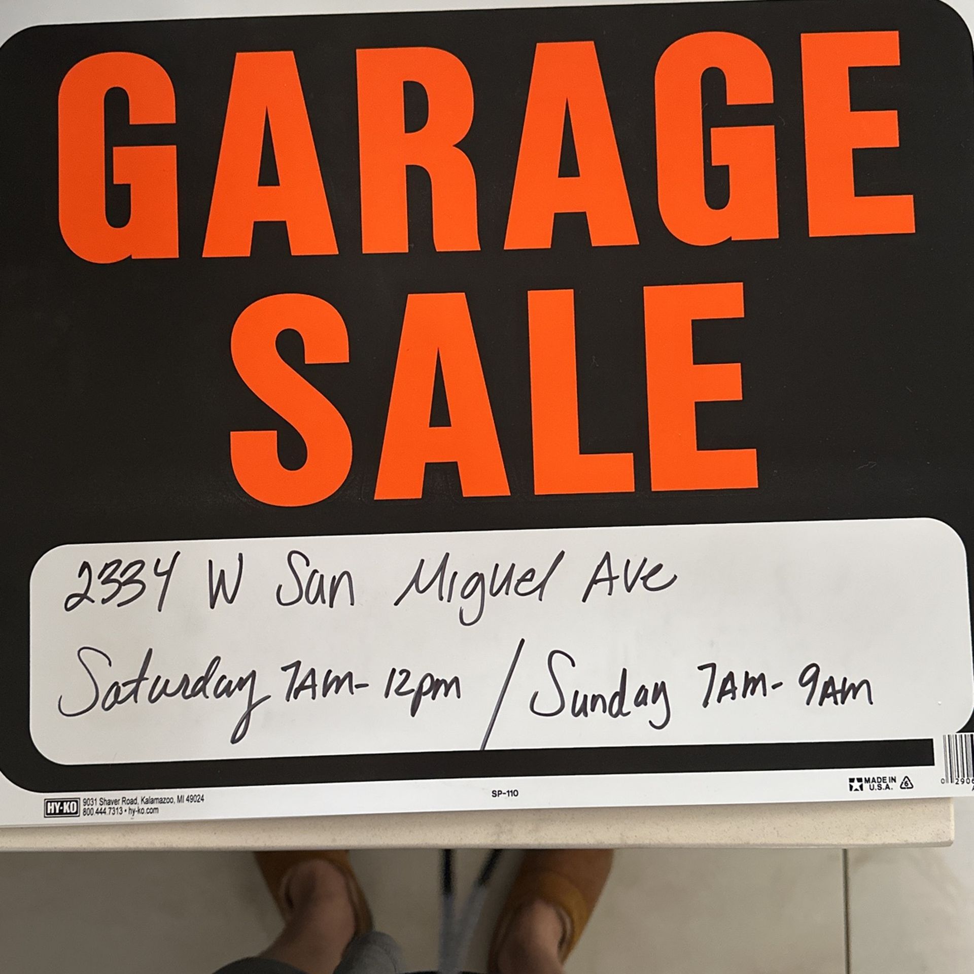 Yard sale Saturday and Sunday the eighth and ninth 7 AM