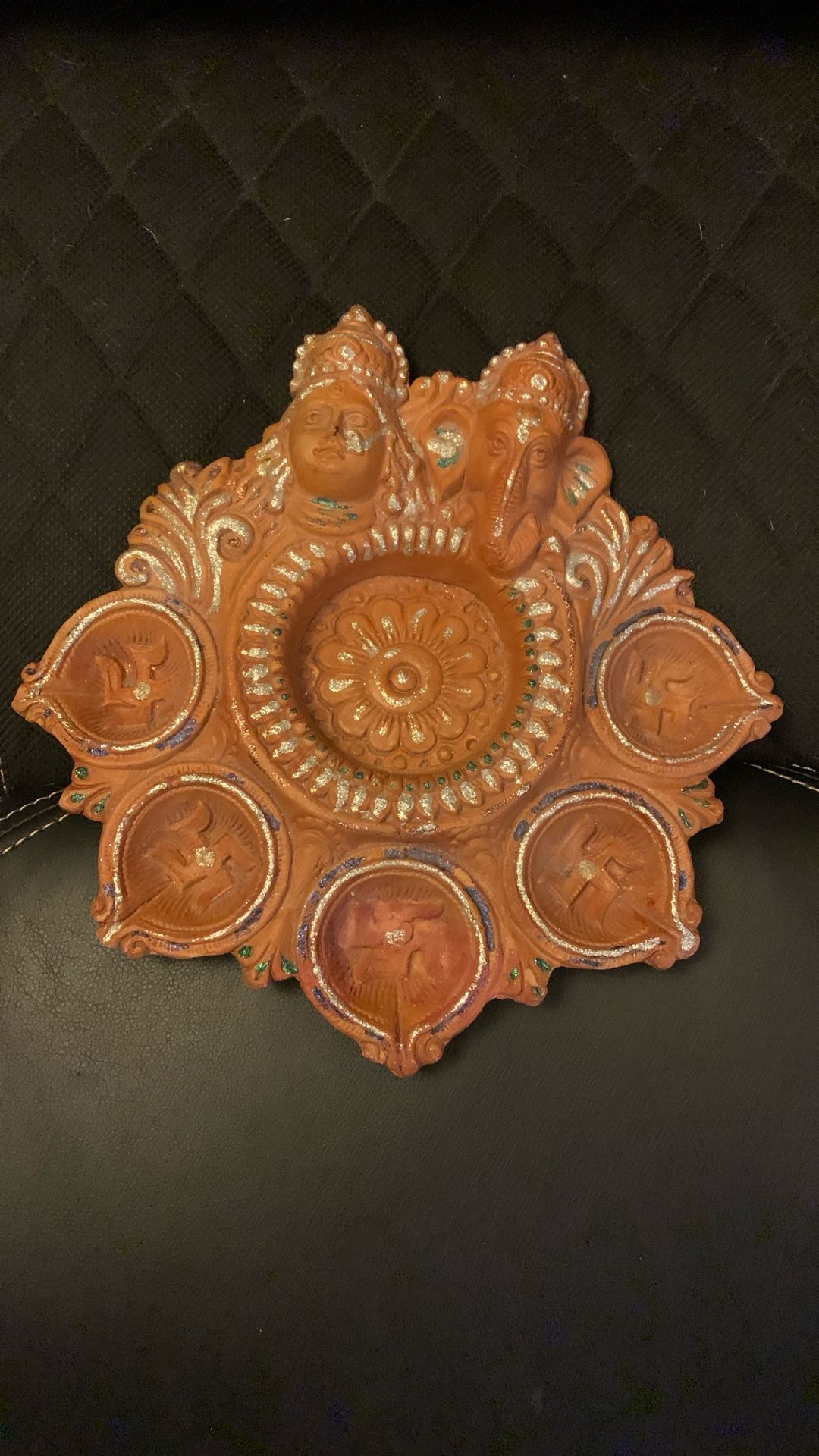 Terracotta Laxmi Ganesh Diya Tray