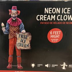 6ft Neon Ice Cream Clown Animatronic (Rare Find!!!)