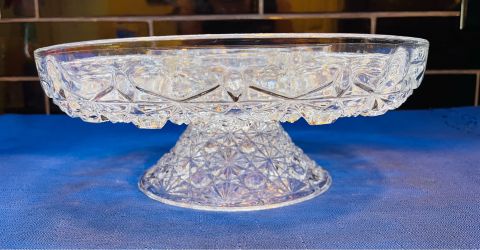 Vintage and Rare! Daisy and button crystal 5 section pedestal relish tray