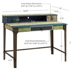 Antique Bronze Desk Multicolor Accents Calypso Powell Furniture