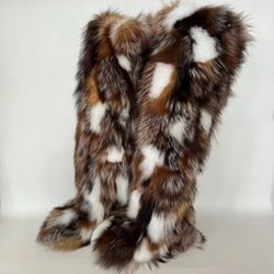 Real Artic Fox Fur Boots - Thigh high - 74 cm Shaft