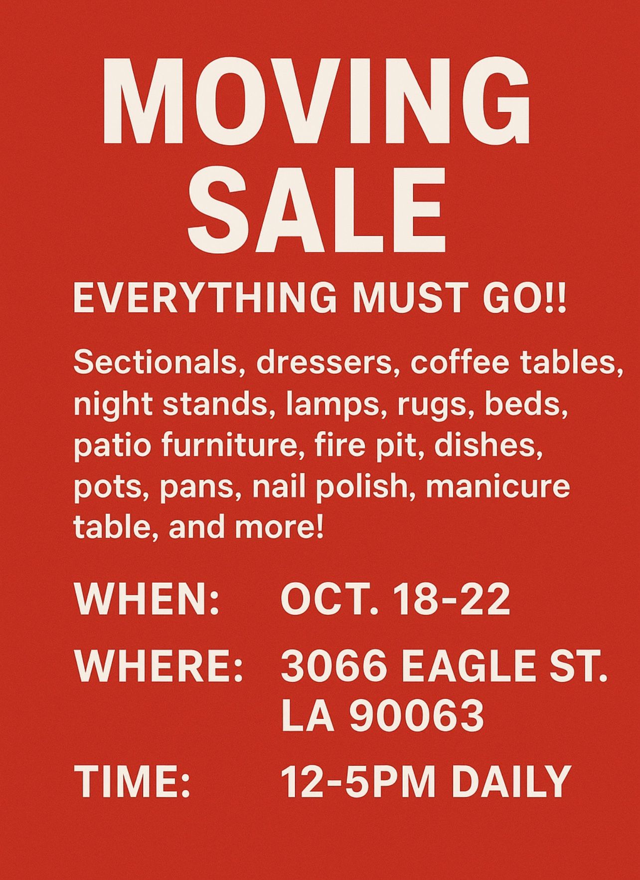 GARAGE SALE - EVERYTHING MUST GO!