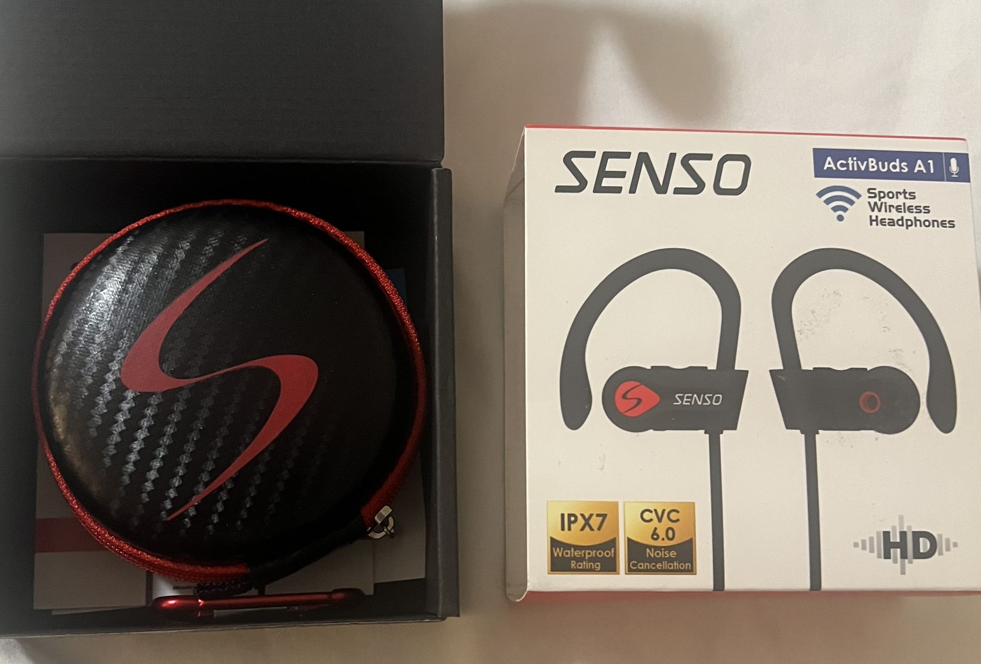 Senso Bluetooth Headphones, Best Wireless Sports Earbuds w/Mic IPX7 Waterproof HD Stereo Sweatproof Earphones