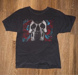 Deftones Skull and Roses Band Graphic T-Shirt Black Size Large
