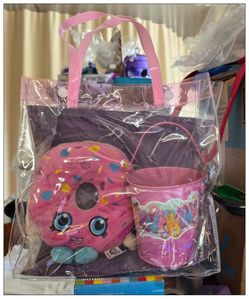 2PC SHOPKINS DONUT PLUSH / LOGO TIN PAIL SET