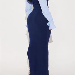 Blue Long Sleeve Dress