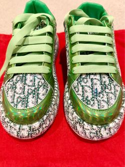 Green Monogram Crystal Embellished Sneakers. Size  7