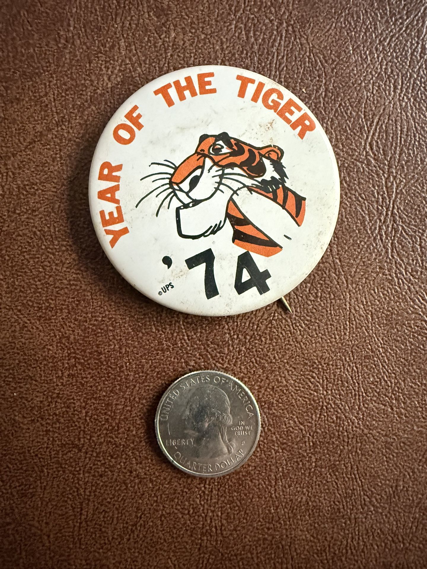 1974 Chinese year of the tiger button pin