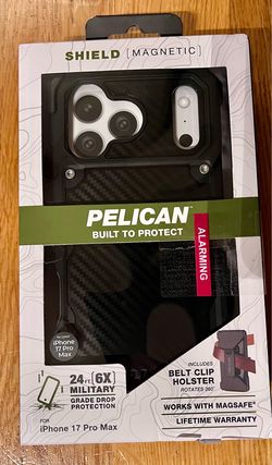 Apple iPhone 17 Pro Max Black Pelican Shield Case With Holster (MagSafe)