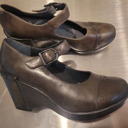 New Rare Women Dansko Fanny Platform Wedge Leather Mary Janes 38 7.5 8 RT $145