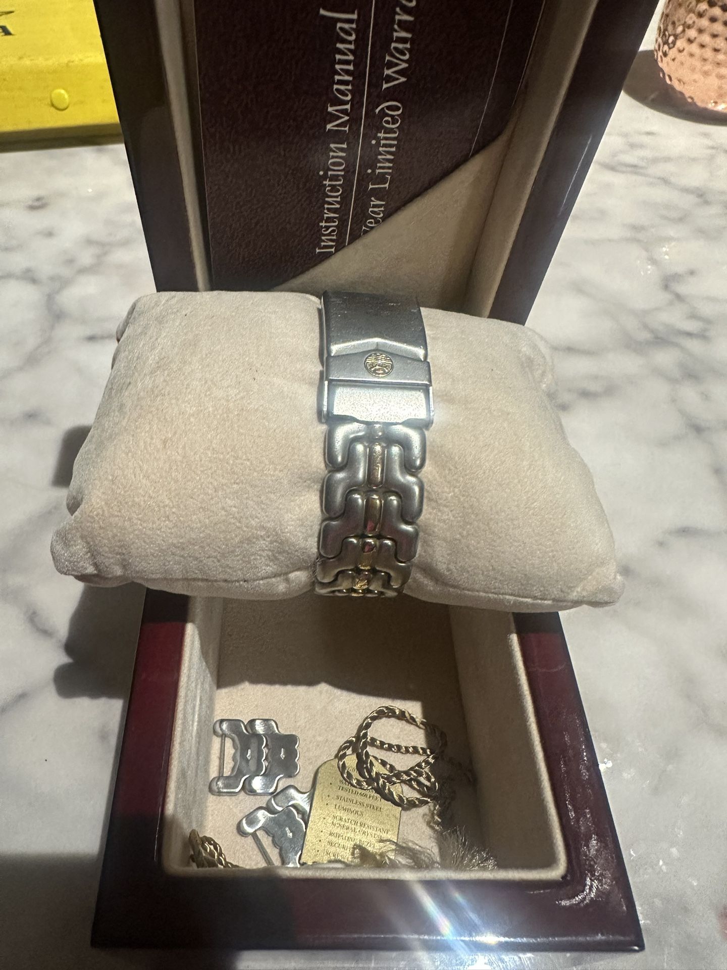 GSX Men’s Two-Tone Swiss Quartz Watch – Sapphire Crystal + Box & Links