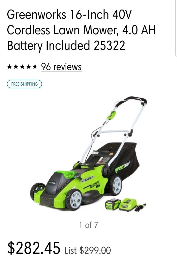 Green works Electric Lawnmower